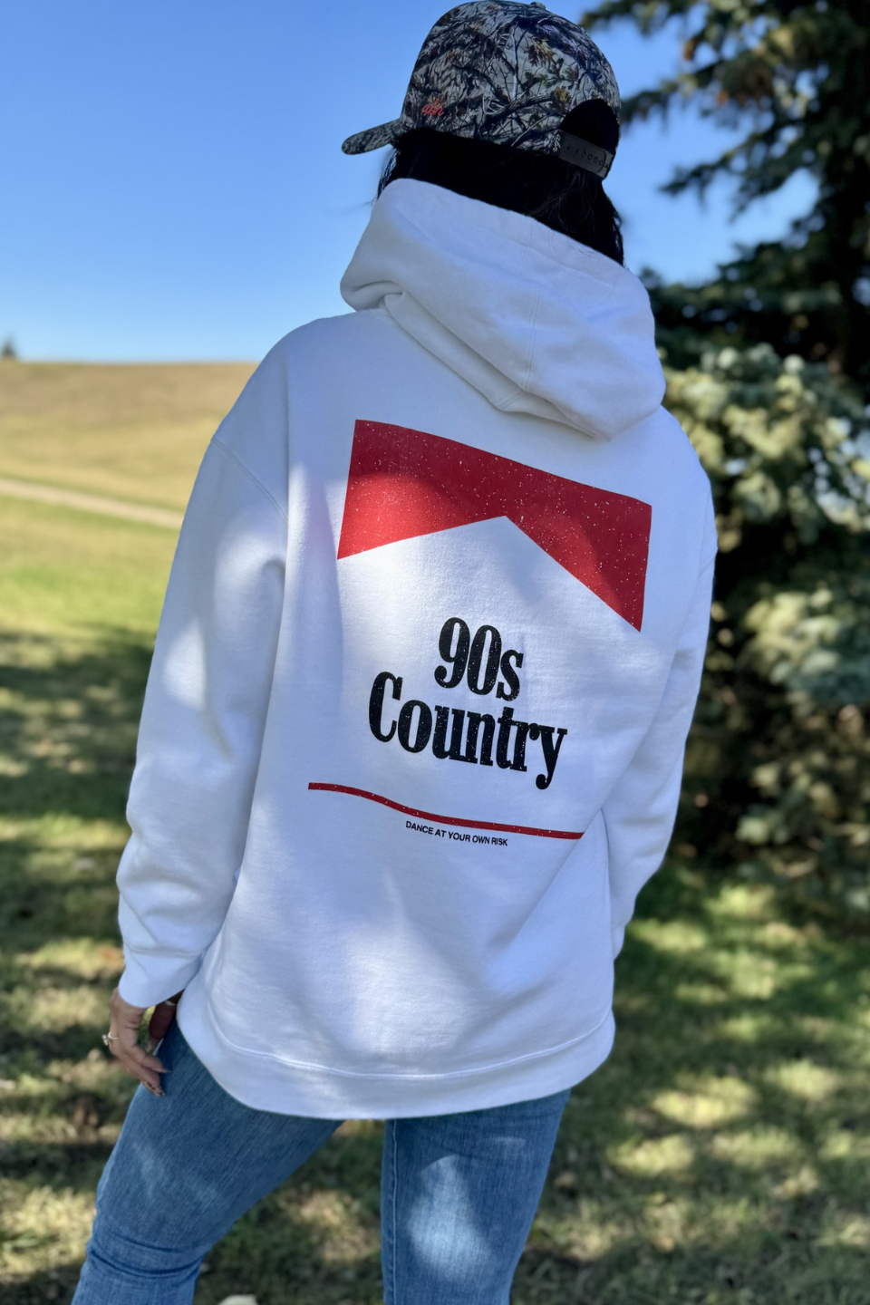 90's Country White Oversized Hoodie