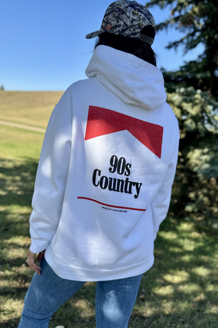 90's Country White Oversized Hoodie