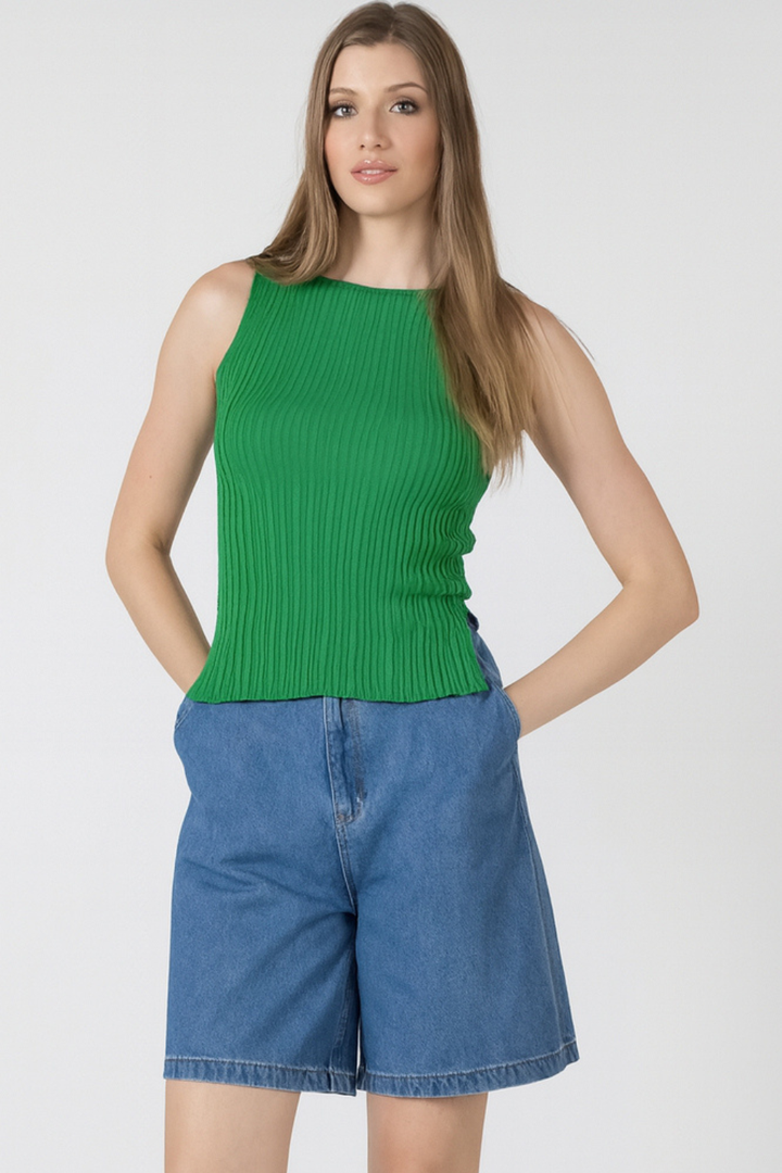 Black Tape Toni Boatneck Ribbed Sweater Tank BLACK TAPE