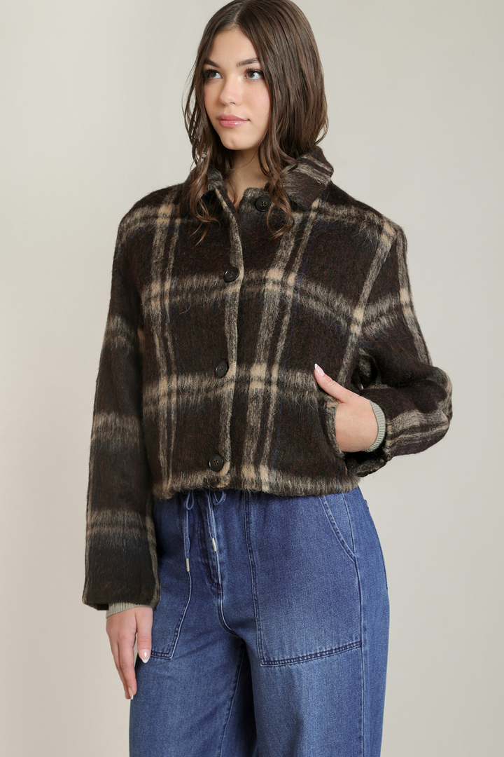 Dex Corinne Checkered Wool-Blend Jacket