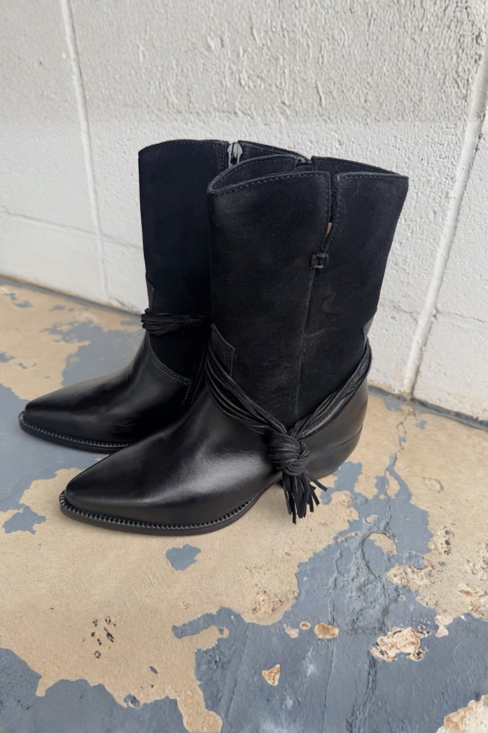 MJUS Black Leather Western Boot