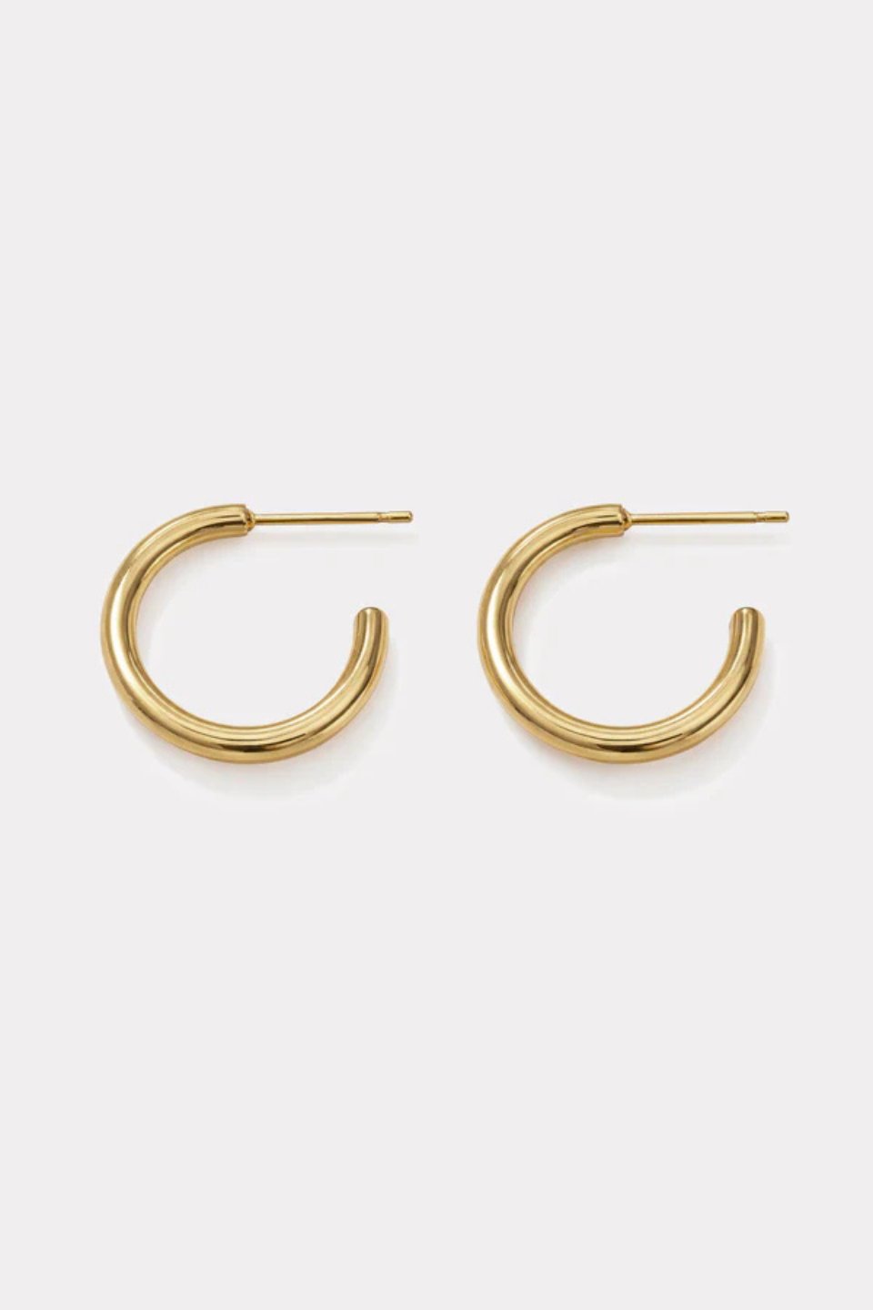 BIZOU Gold-plated stainless steel grooved hoop earrings BIZOU