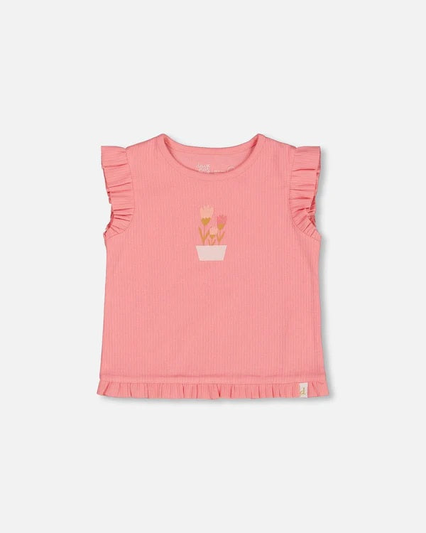 Rib Tank Top with Frills