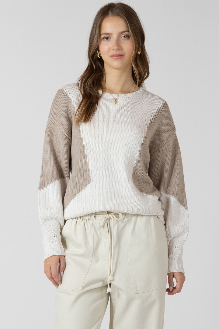 Fawnie Colorblock Crewneck Sweater