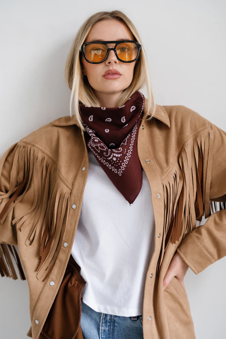 Brunette The Label Suede Fringe Jacket Brunette