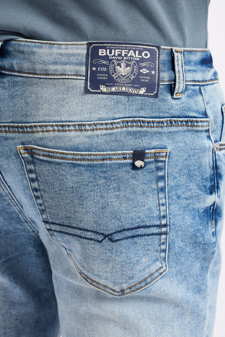 Slim Bootcut King Jeans in Sanded and Whiskered Blue