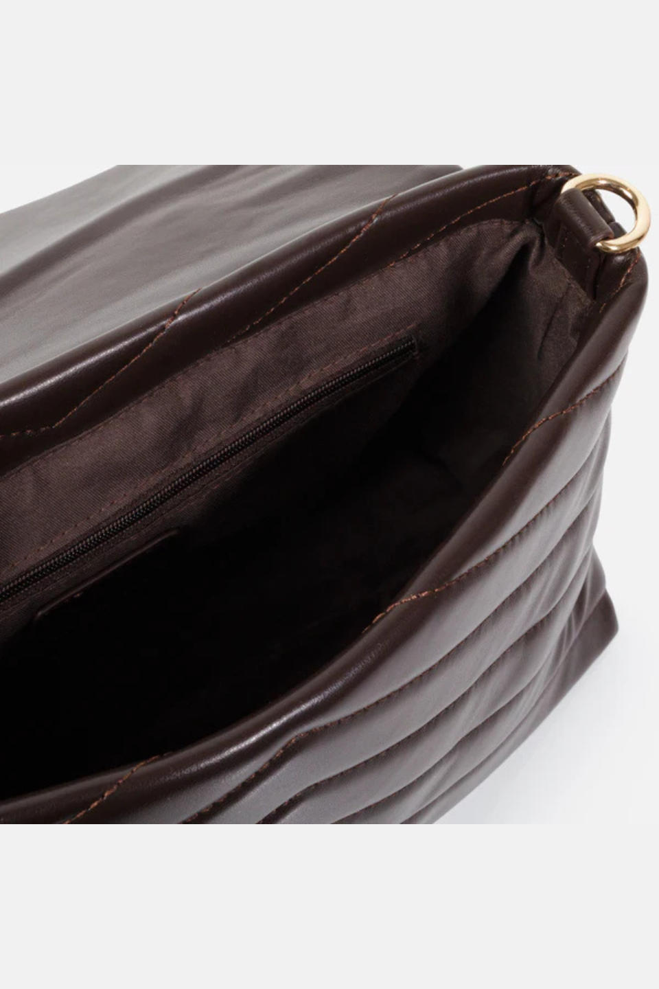 Dark Brown Quilted PU Crossbody Handbag - Hot Peppers Clothing