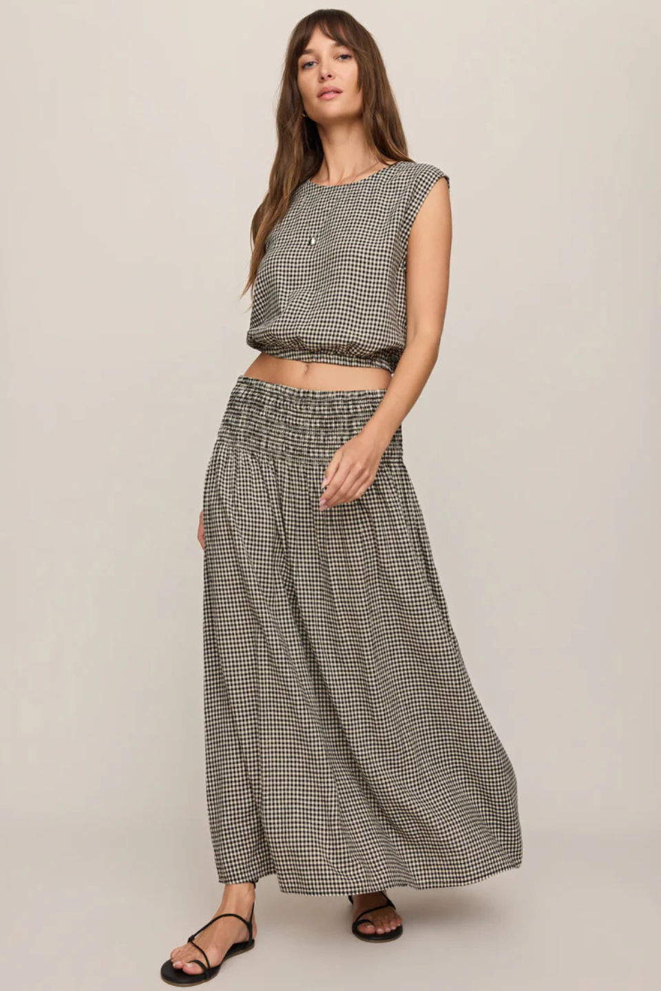 Z Supply Brooke Gingham Linen Maxi Skirt