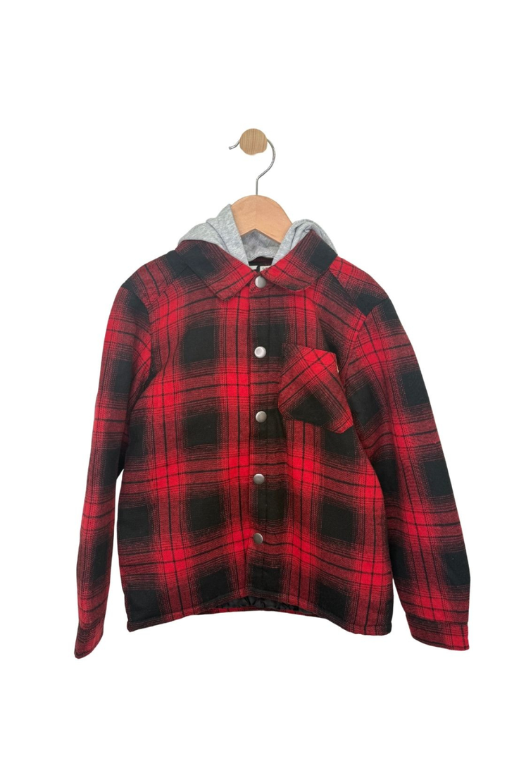 MID Youth Boys Hooded Check Plaid Shacket