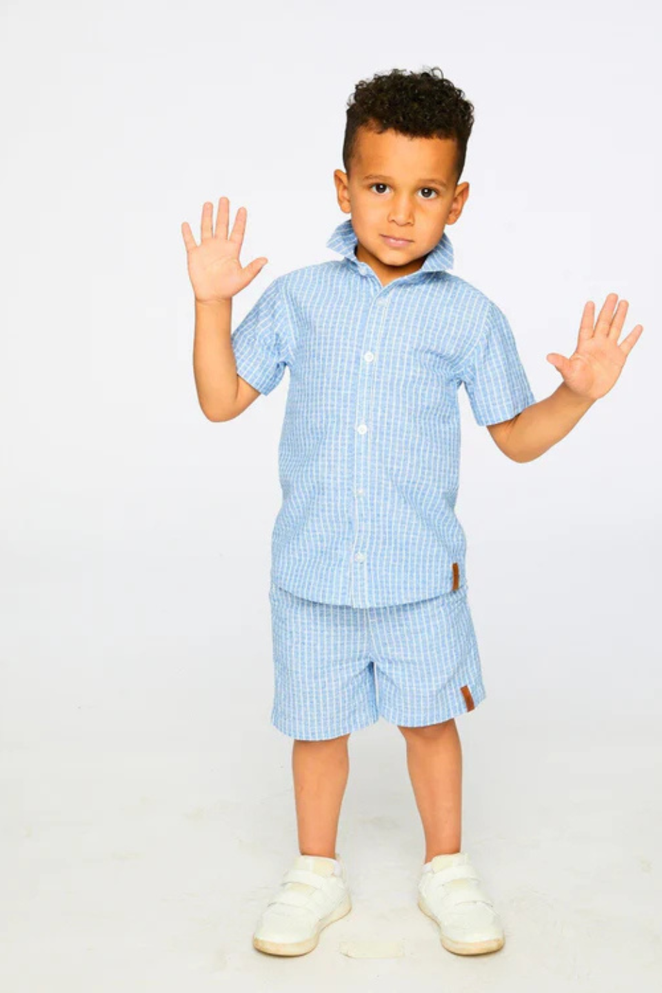 Printed Chambray Short-Sleeve Shirt