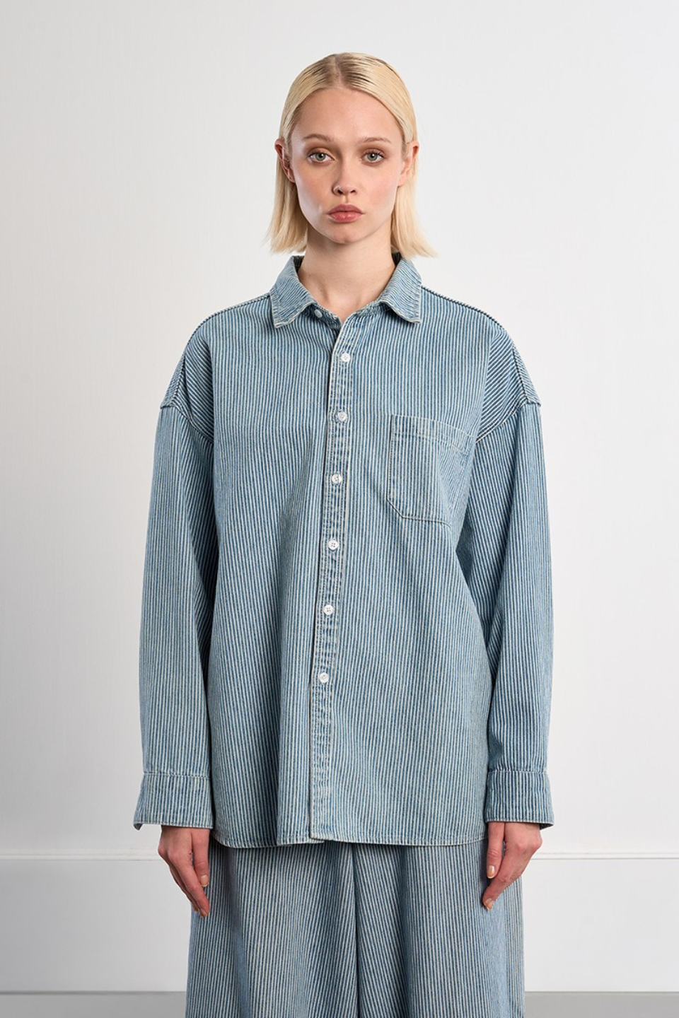 Striped denim overshirt - Hot Peppers Clothing