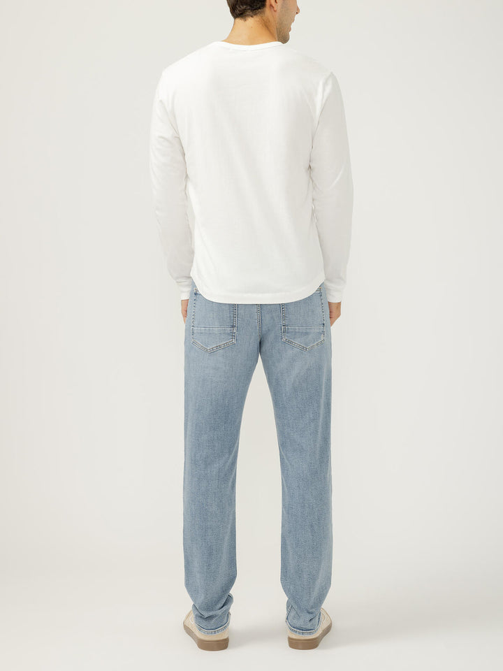 Silver Machray Classic Fit Slim Straight Knit Flex Jeans SILVER