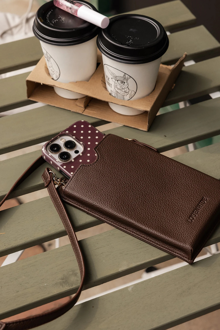 Suki RFID Phone Bag in Chocolate