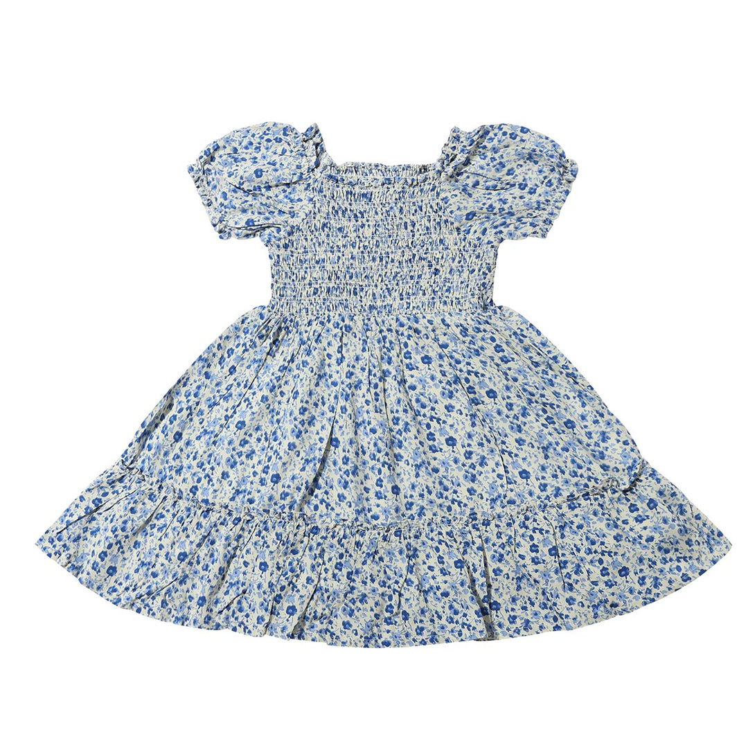 Dehlia Dress in Blue Meadow Flowers