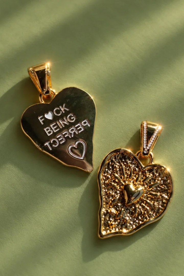 DBL Designs F*CK Being Perfect Heart Pearl Necklace