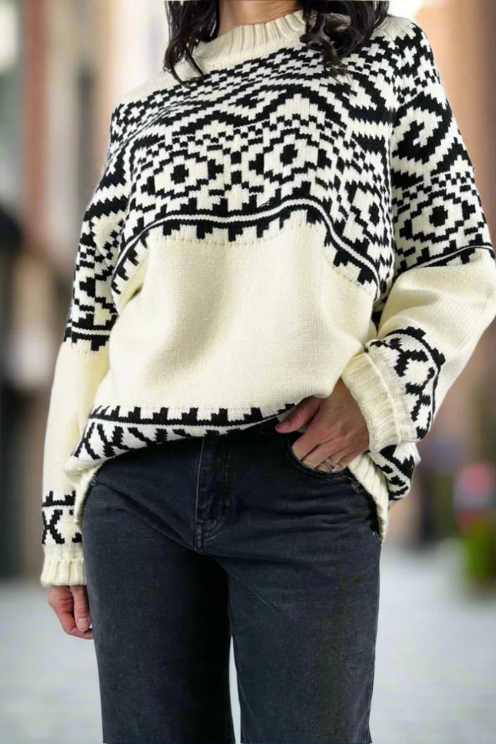 Fair Isle Sweater In Cream