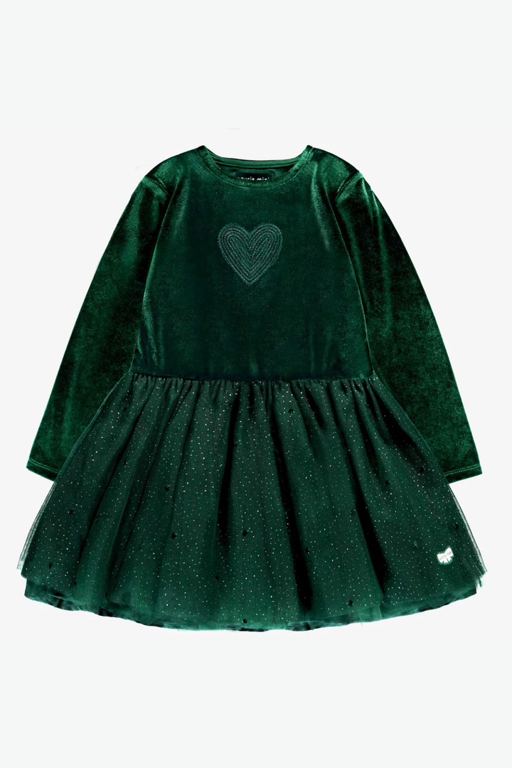 Green dress in velvet and sequin