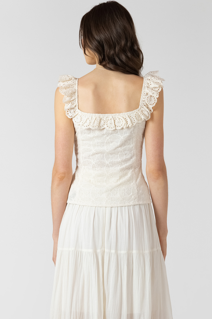 Dex Patrice Button Front Eyelet Tank - Hot Peppers Clothing