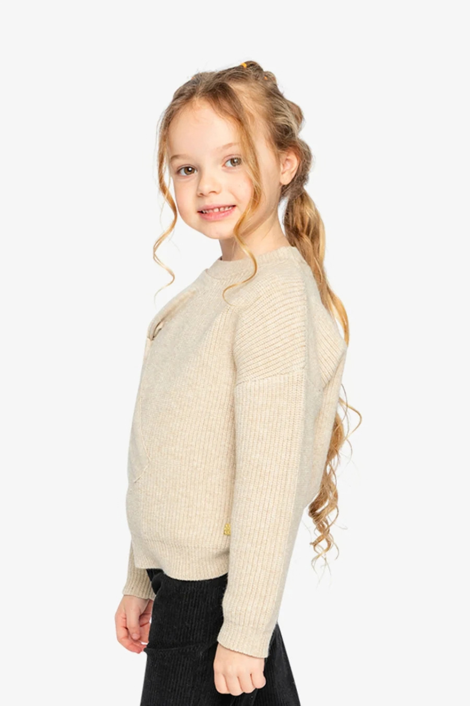 Deux Par Deux Sweater With Bow Beige