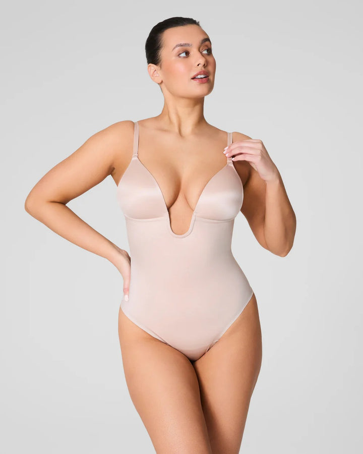 Plunge Low-Back Thong Bodysuit