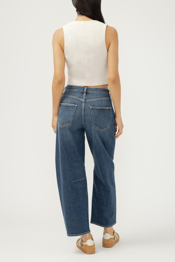 SILVER High Rise Barrel Leg Jeans - Hot Peppers Clothing