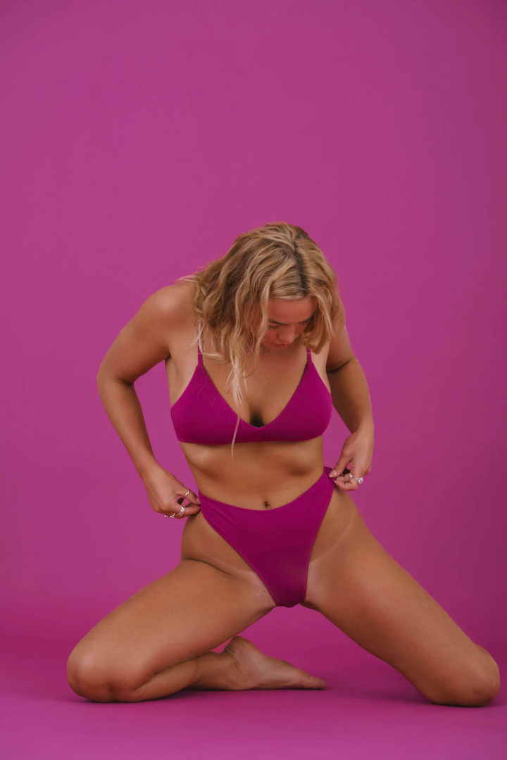 High Rise Thong in Berry