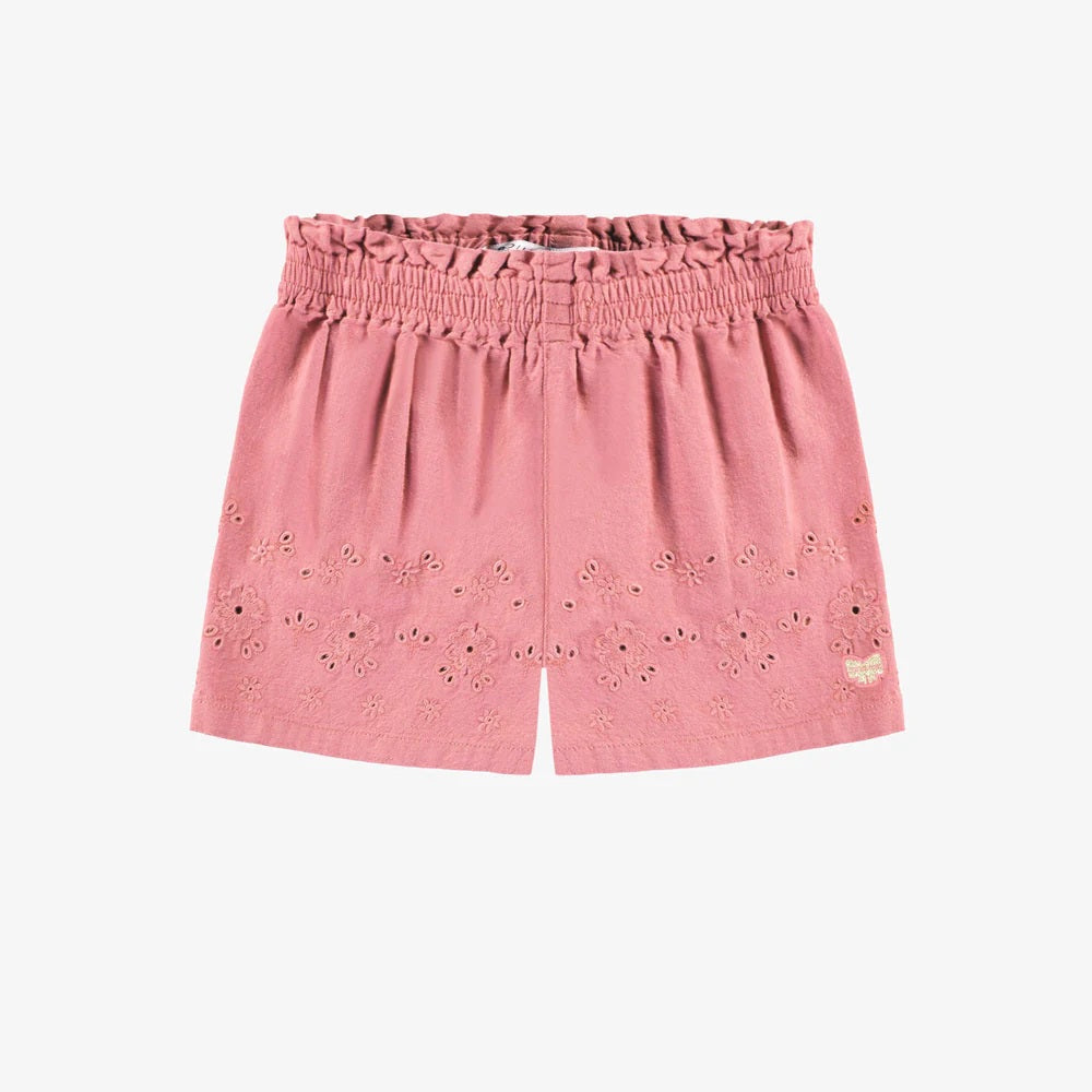 Pink Short With English Embroidery