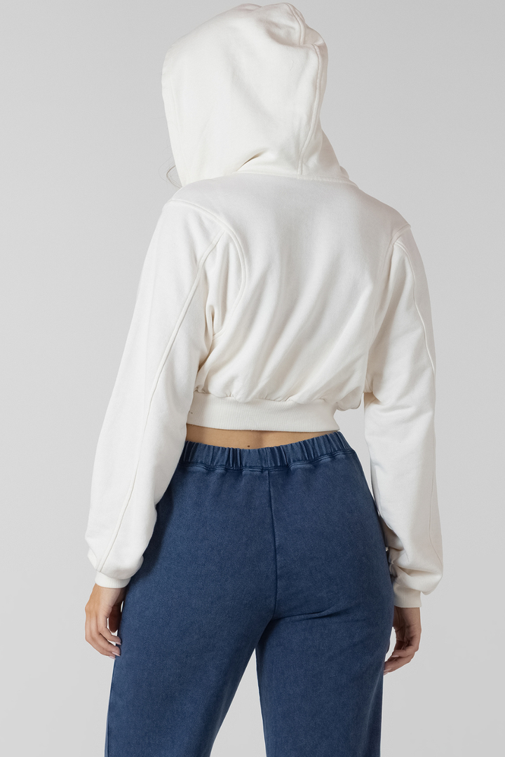 Sadie Cropped Zip-Front Hoodie