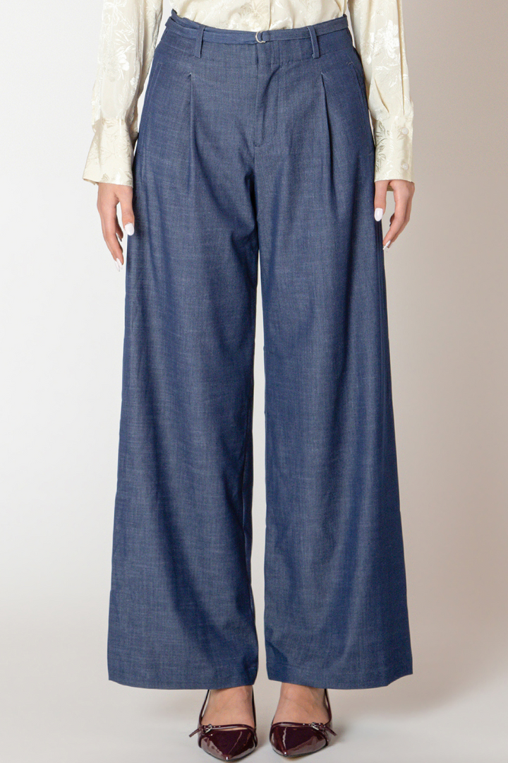 Kell Belted Denim Effect Trousers