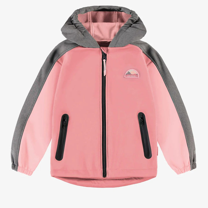 Pink and gray soft shell coat