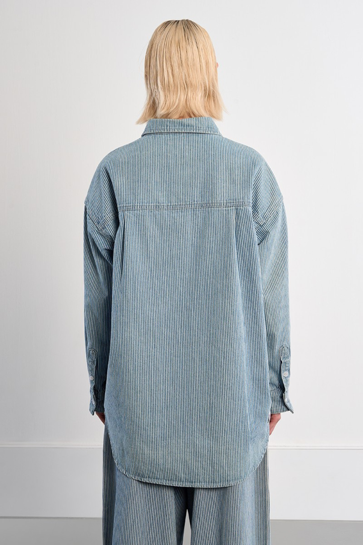 Striped denim overshirt - Hot Peppers Clothing