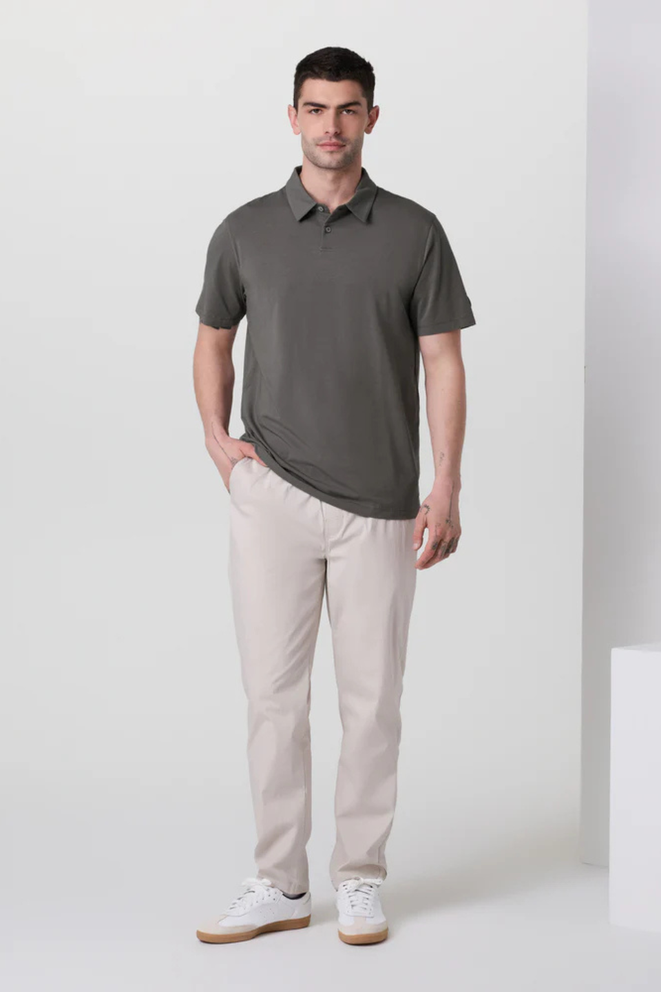 Short Sleeve Feather Polo