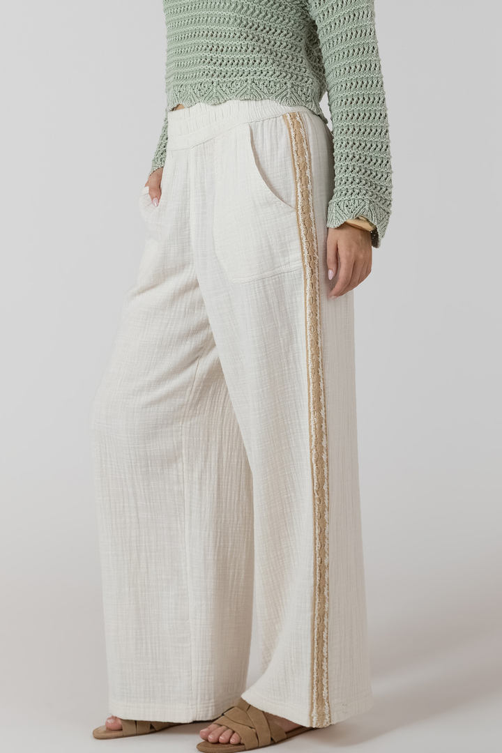 Dex Fallon Crochet Trim Wide Leg Pant - Hot Peppers Clothing
