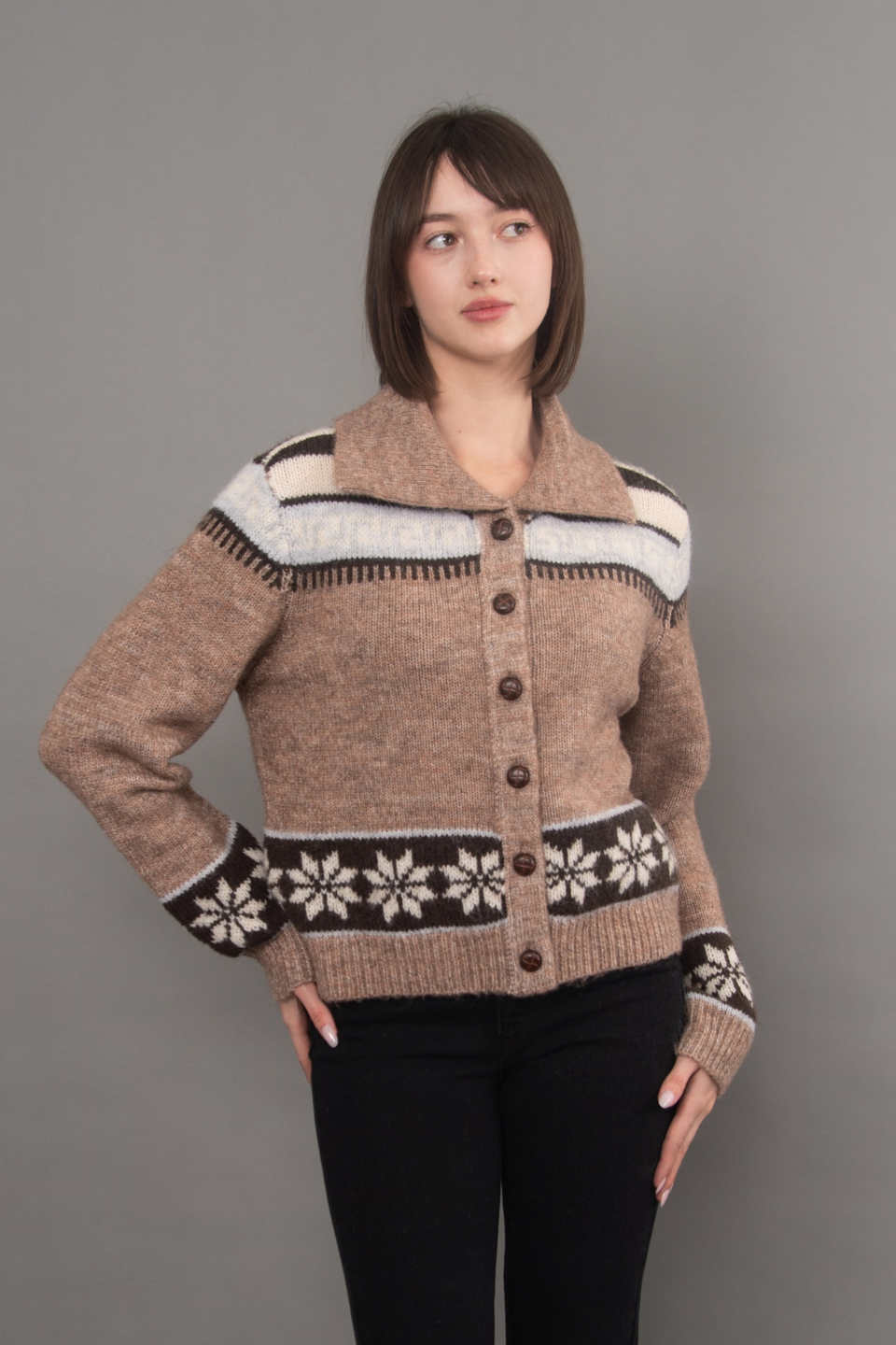 RD Style Kimiko Long Sleeve Shirt Neck Cardigan