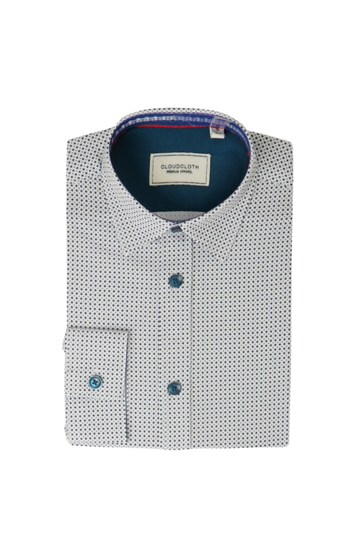 Multi Cloud Cloth Stretch Dress Shirt