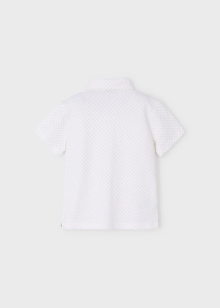 Geometric print polo shirt