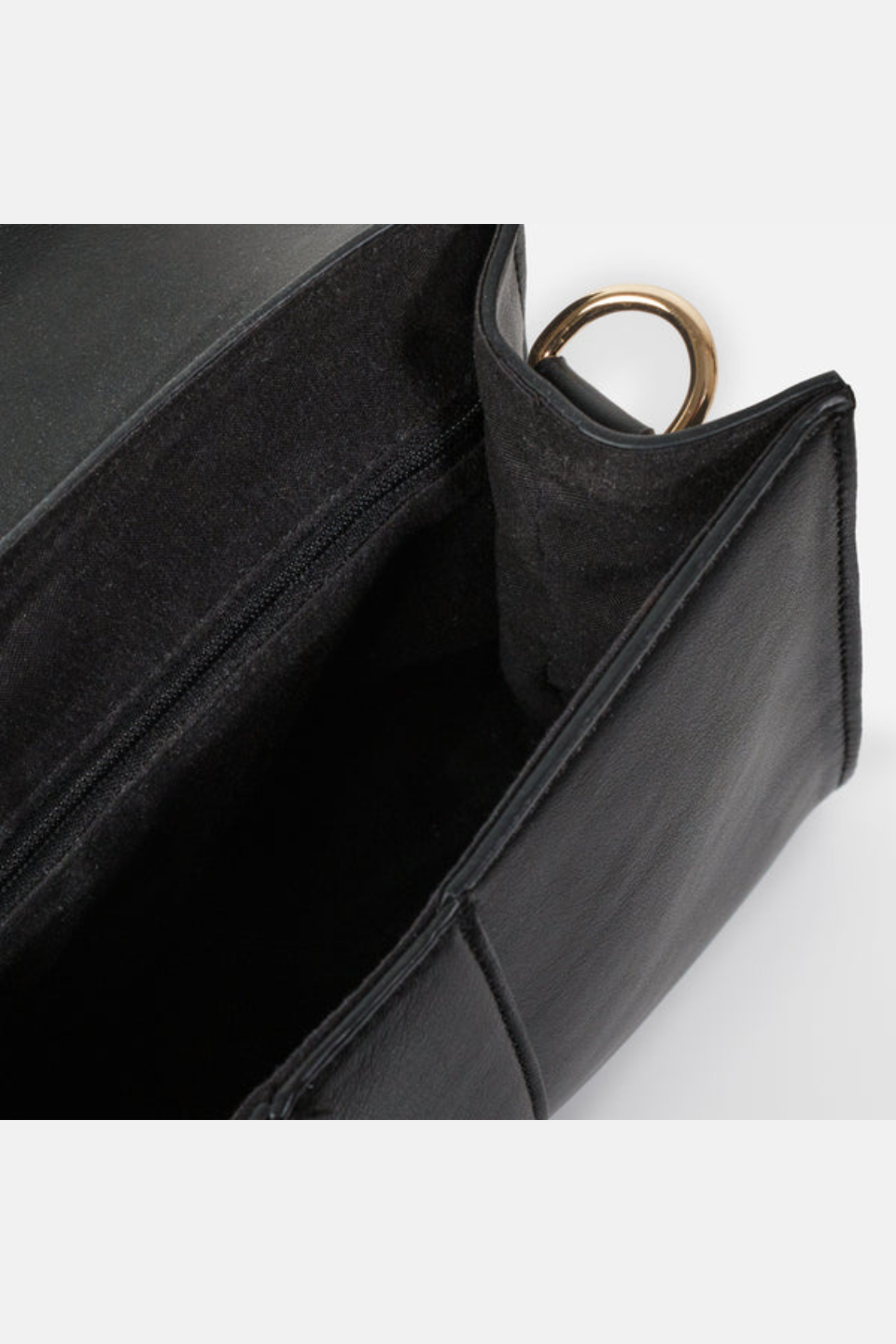 Black smooth PU handbag with braided handle - Hot Peppers Clothing