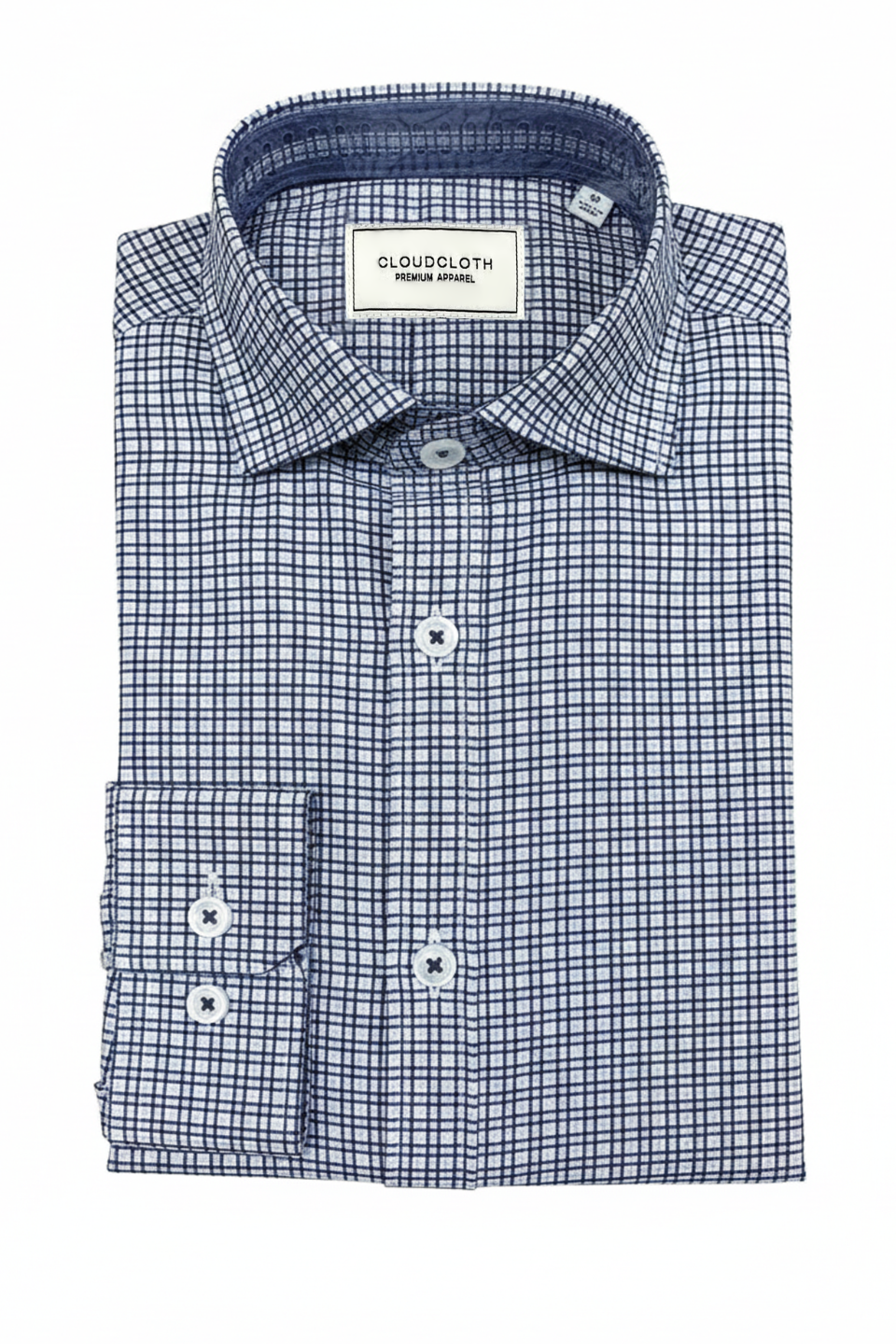 Cloud Cloth 4-Way Stretch Mini Check Dress Shirt in Navy