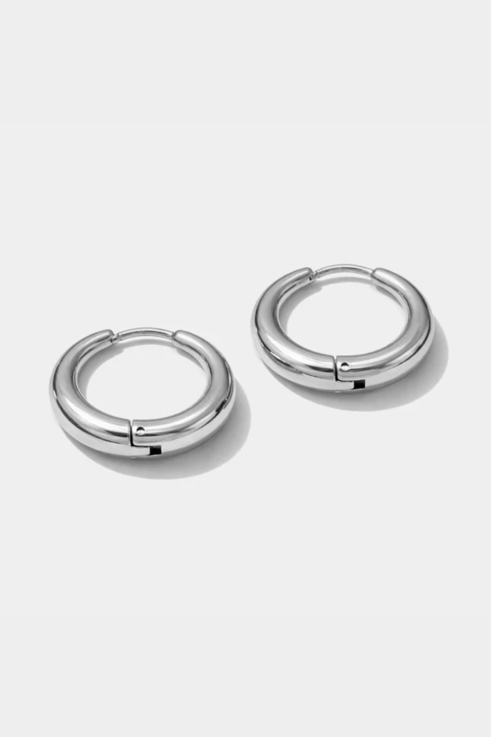 Silver Stainless Steel Huggie Hoop Earrings - Essence - Hot Peppers Clothing