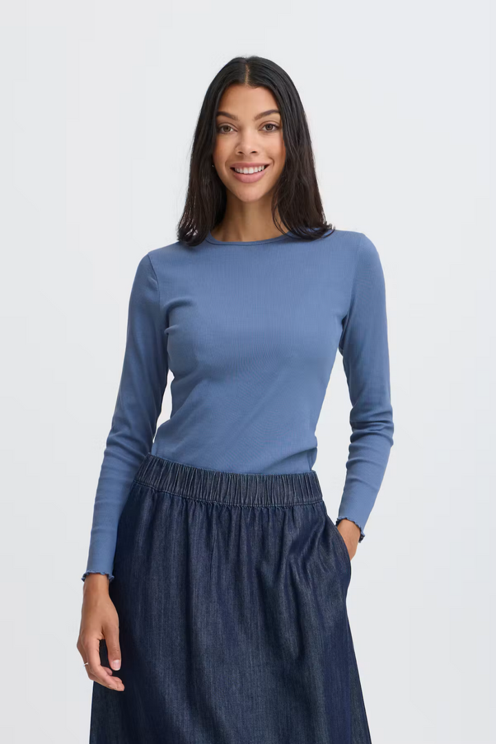 b.young Tone Ribbed Long-Sleeve Top