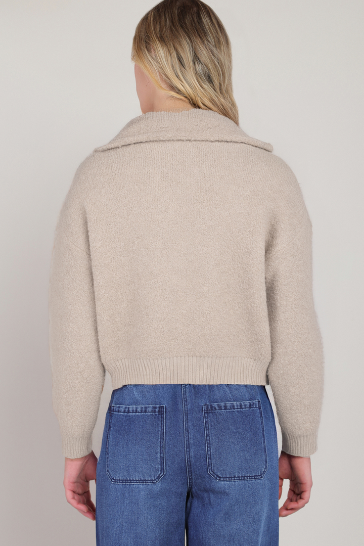 Dex Hazel Wide-Collar Zip Cardigan