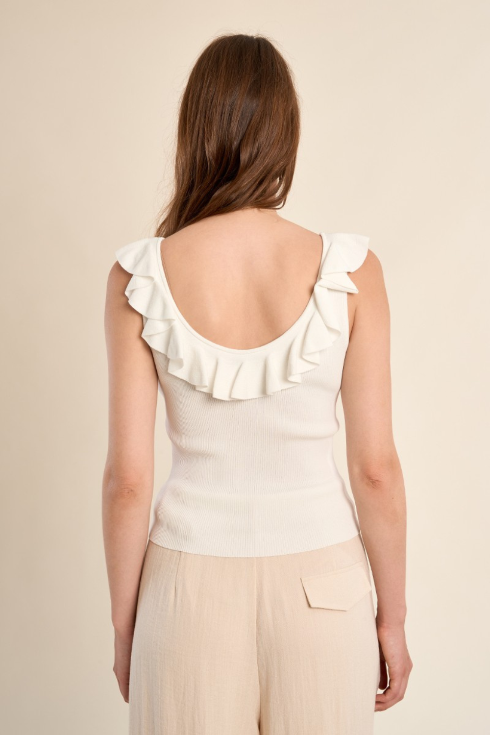 Round neck tank top with ruffles - Hot Peppers Clothing