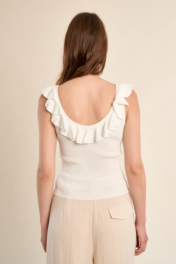 Round neck tank top with ruffles - Hot Peppers Clothing