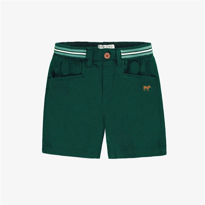 Green Shorts in Linen and Cotton