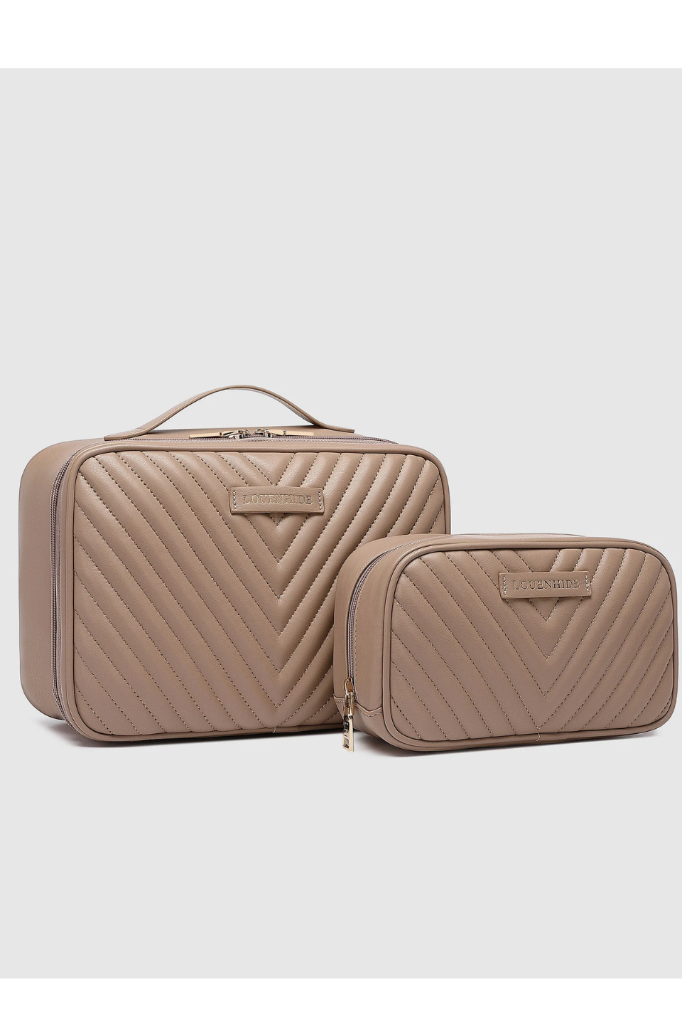 Maggie Lacey Quilted Cosmetic Bag Set in Coffee