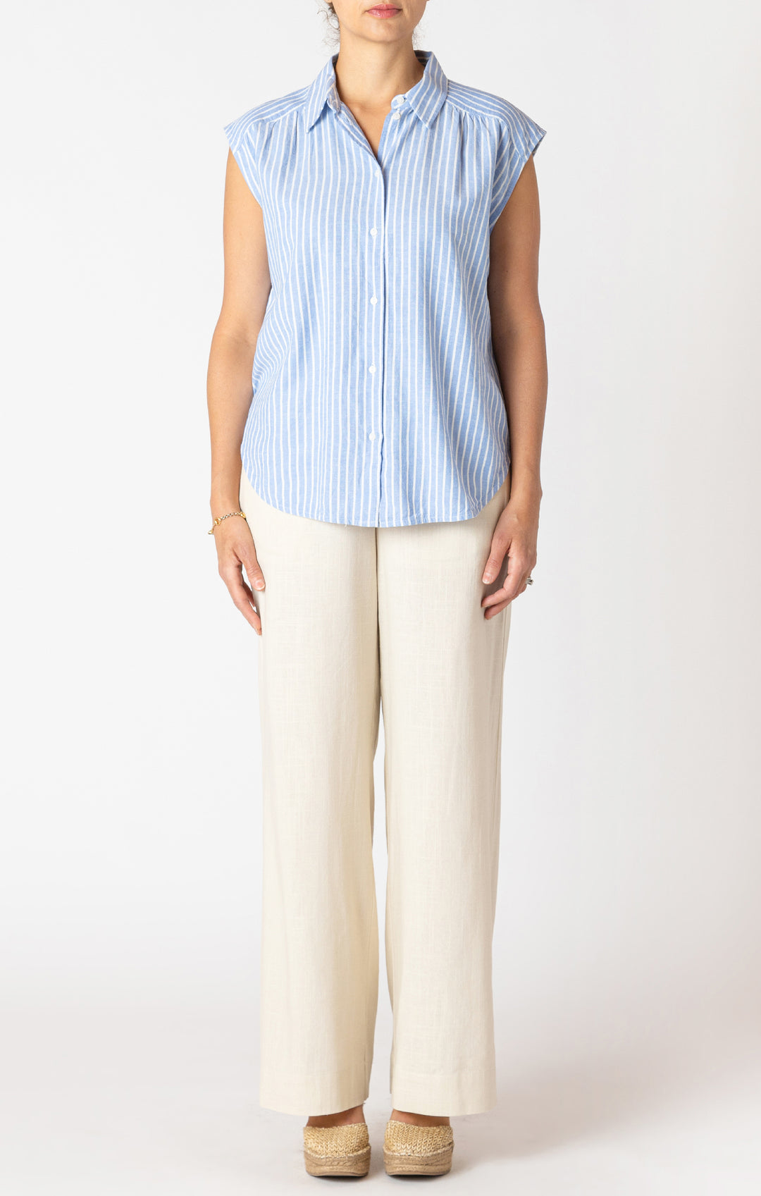 Cap Sleeve Collared Blouse