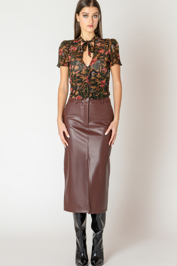 Suki Faux Leather Midi Skirt