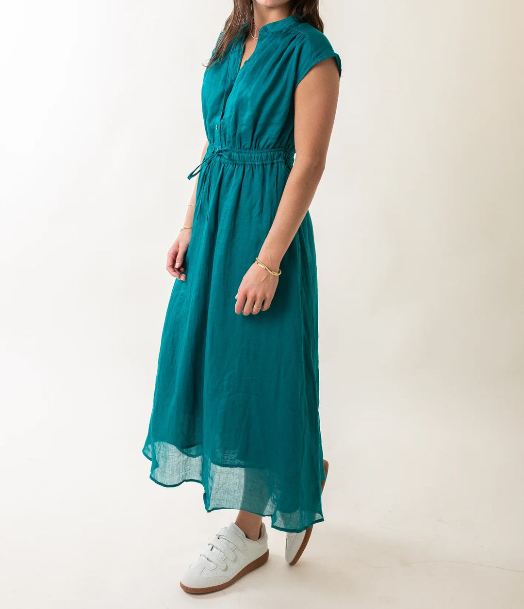 Emerald Midi Tie Waist Dress