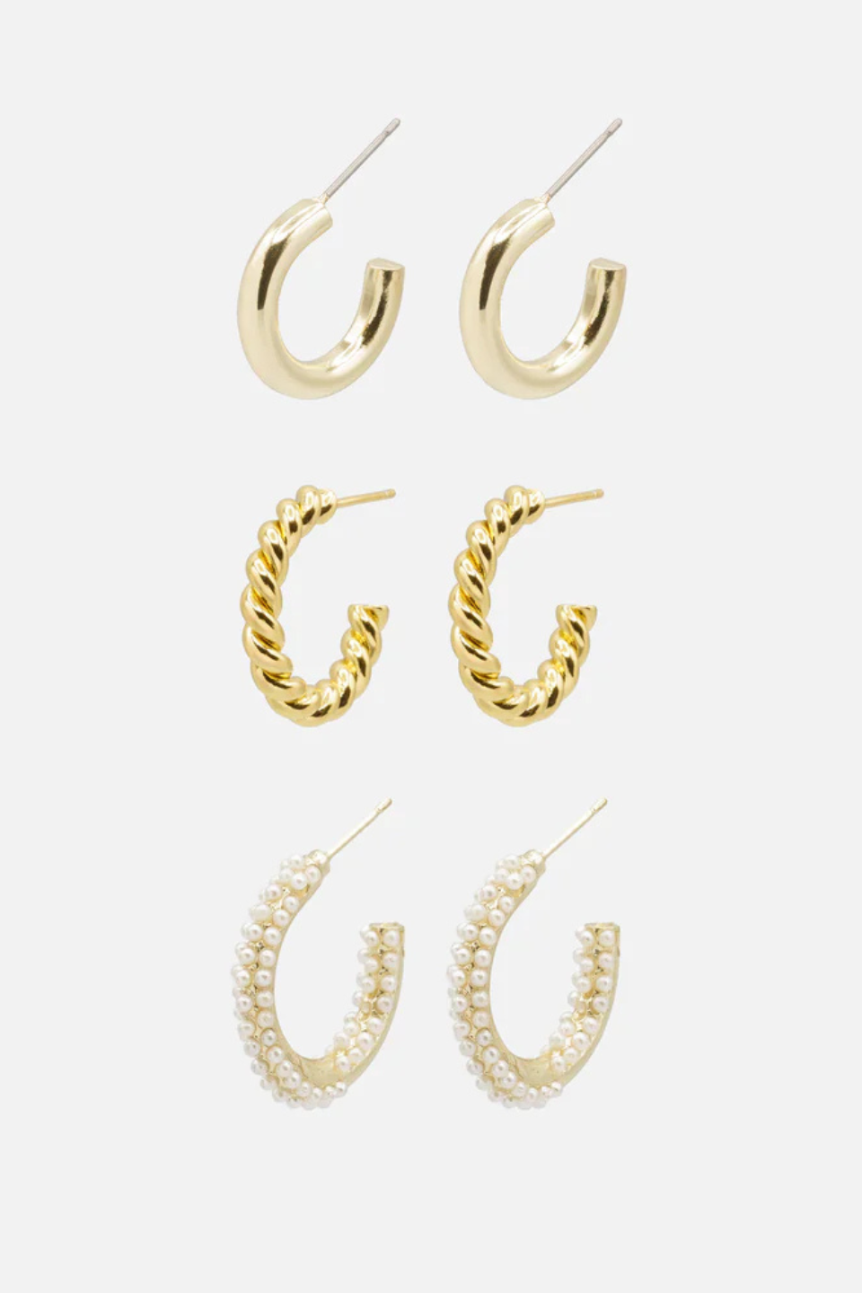 Bizou Trio of gold hoop earrings