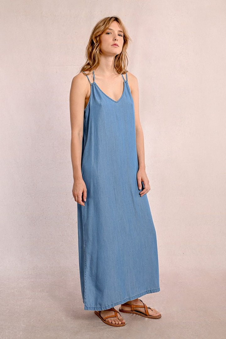 Long straight dress in Tencel